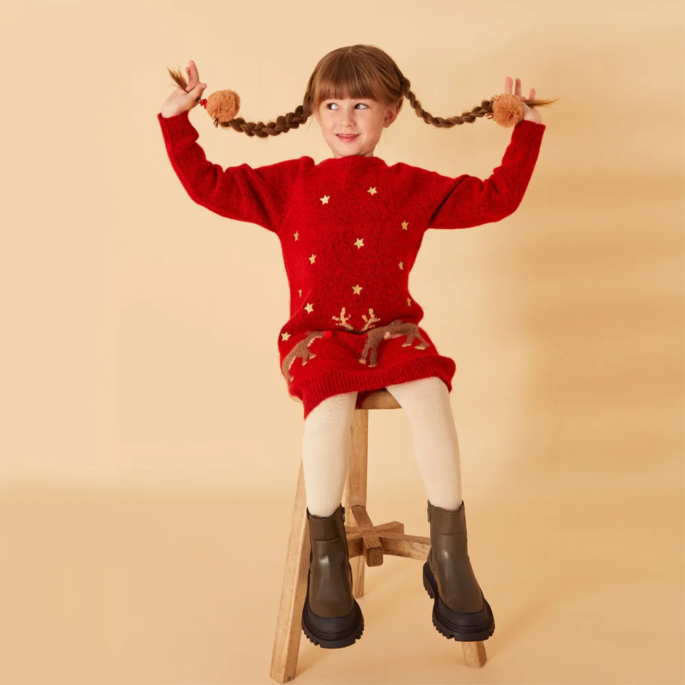 Accessorize London Girl's Brown Christmas Reindeer Hair Pom Ponies