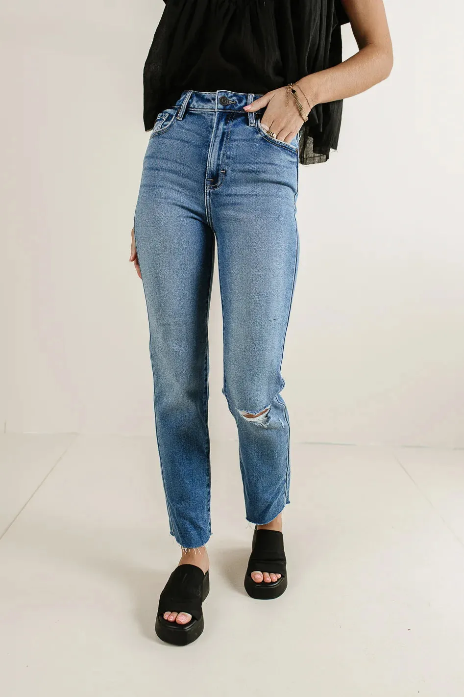 Amelia Distressed Jeans in Medium Wash - FINAL SALE