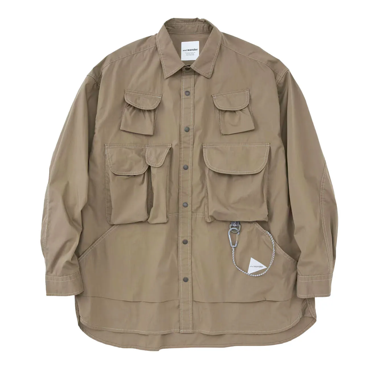 And Wander Multi Pocket Shirt Dark Beige