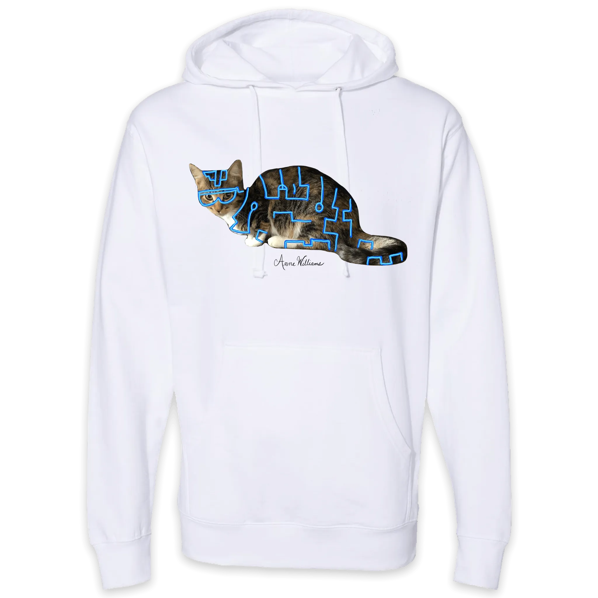 Anne Williams Art Lazer Cat Pullover Hooded Sweatshirt