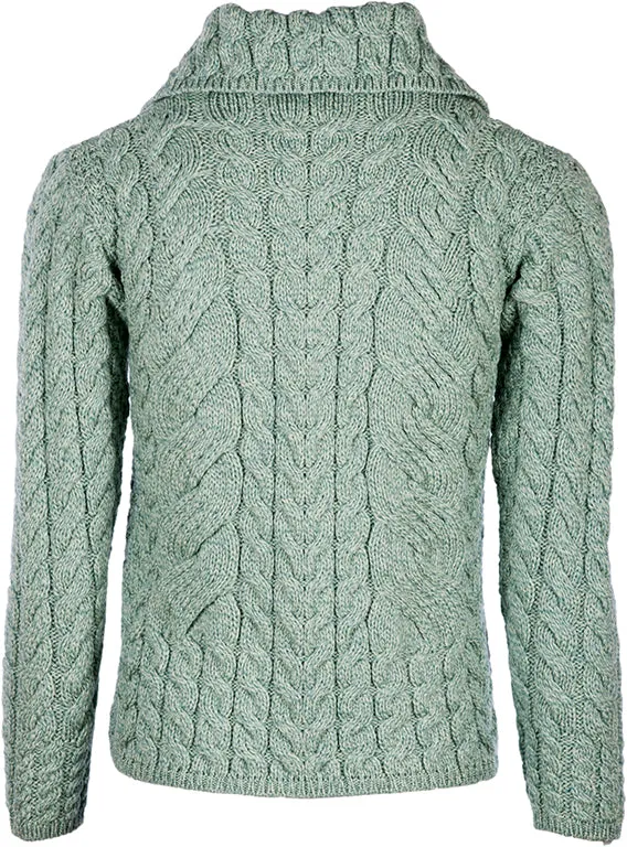 Aran - Button Cable Cardigan - Light Green