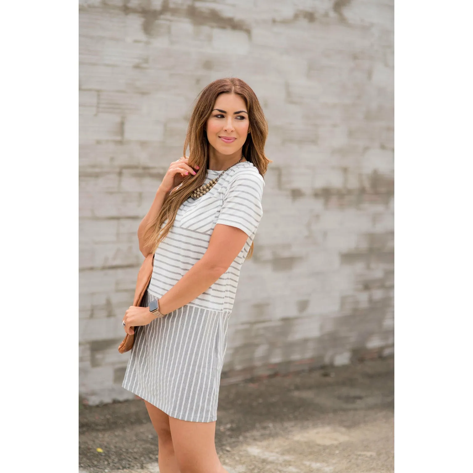 Back Bottom Multi Striped Pocket Dress