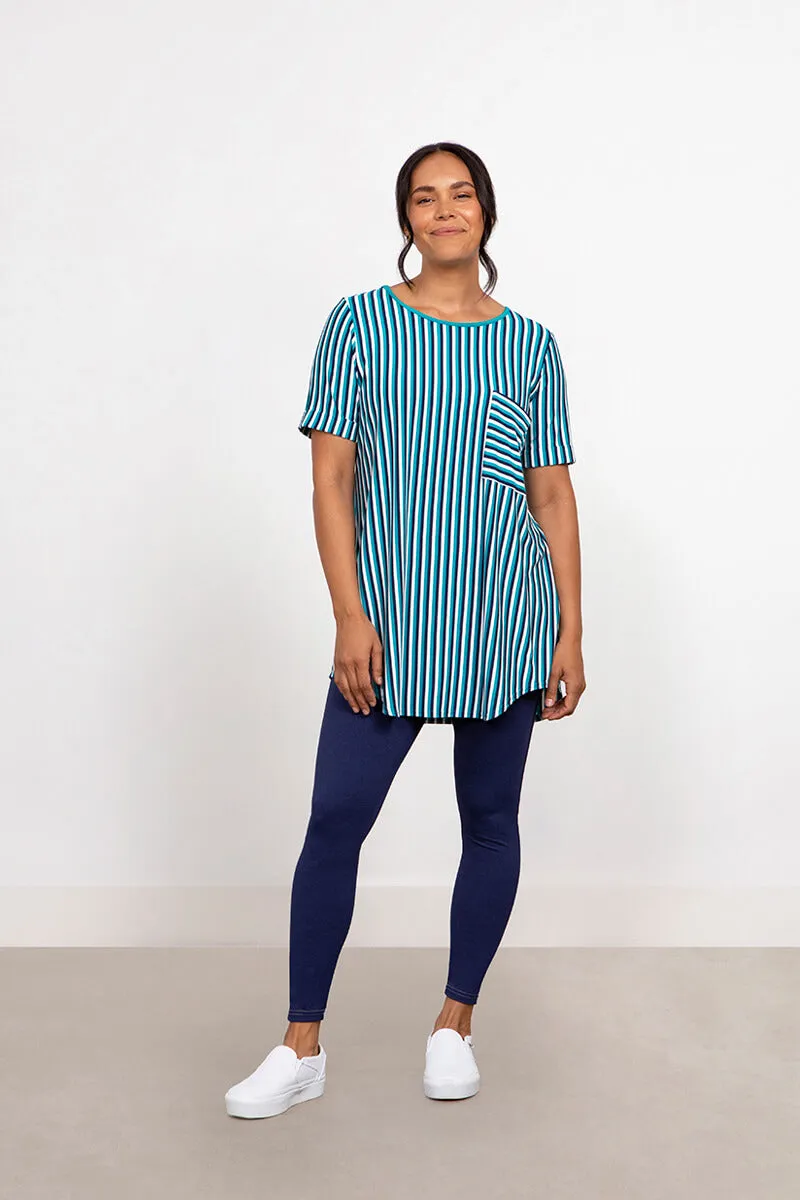 Bamboo T-Shirt Pocket Tunic | Blue Multi