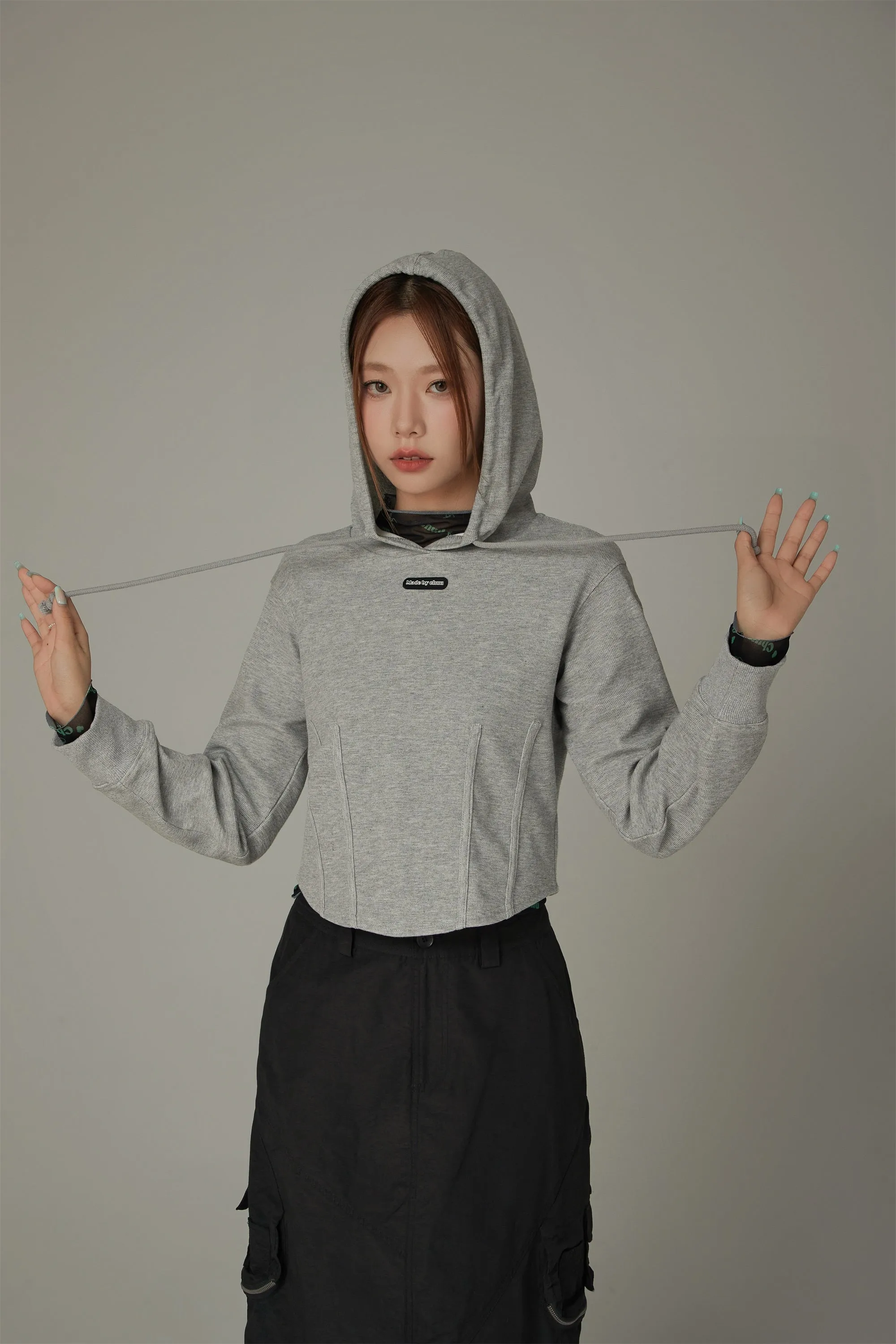 Basic Crop Drawstring Hoodie