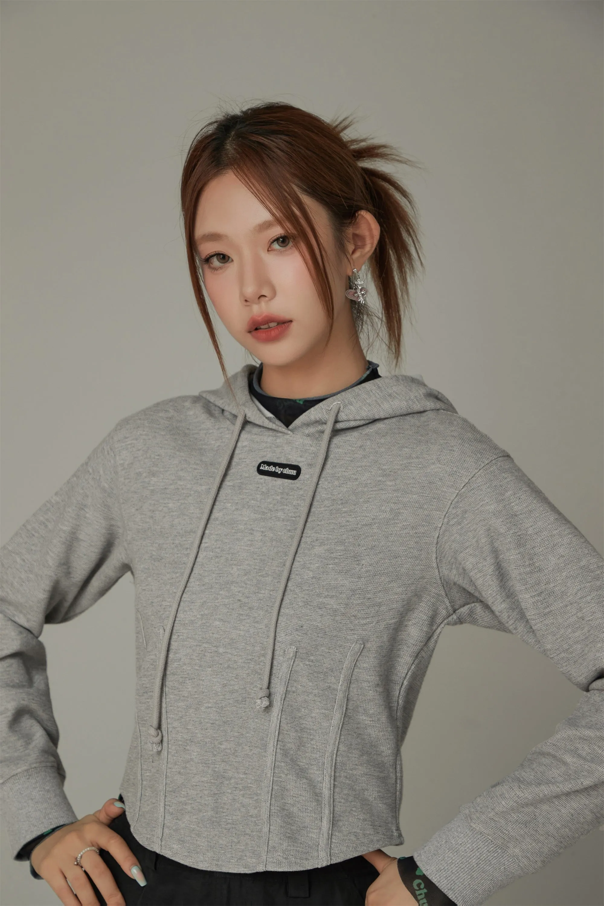 Basic Crop Drawstring Hoodie