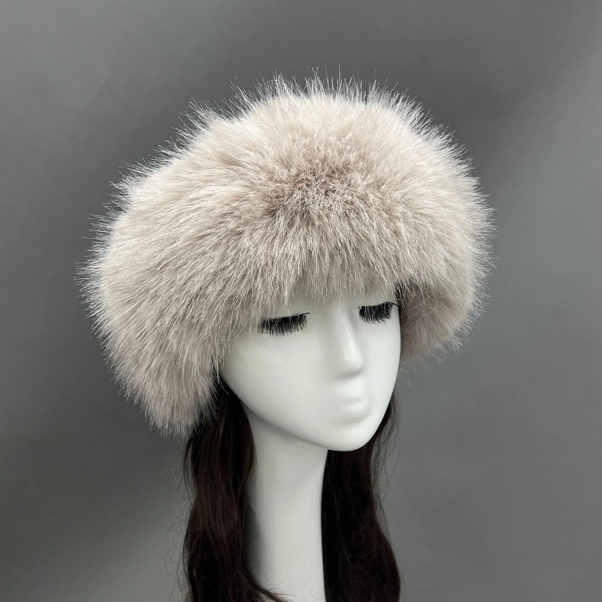 Beige Faux Fur Headband