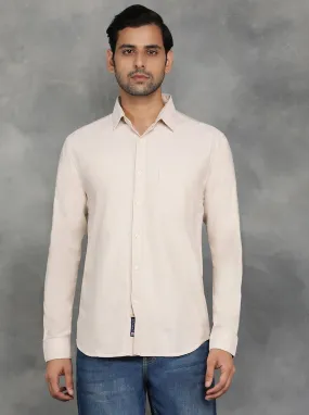 Beige Solid Slim Fit Casual Shirt | GreenFibre