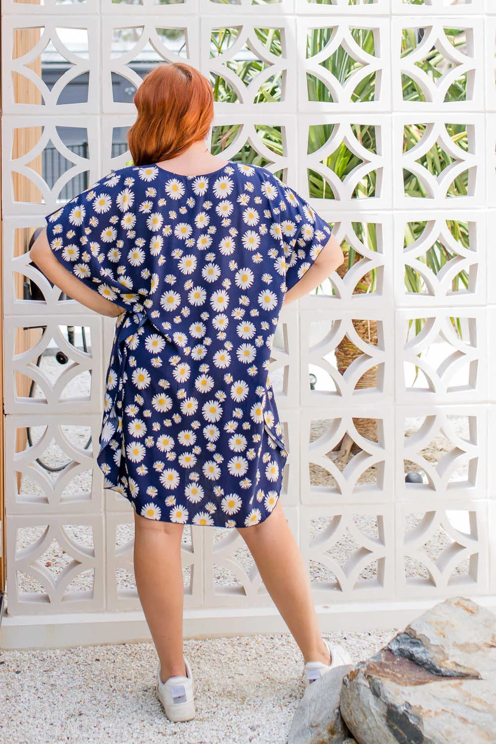 Blue Sunflower Short Kaftan Dress