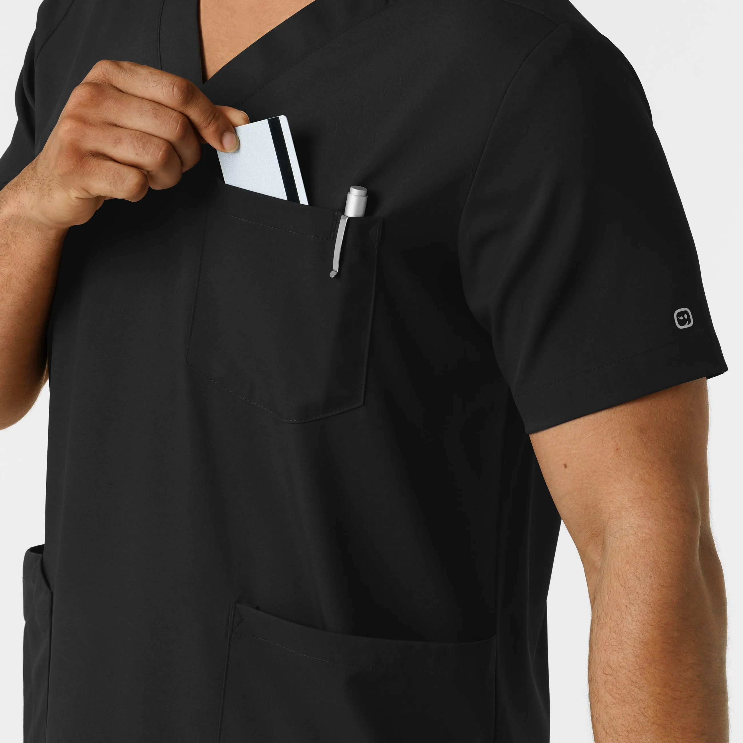 Boundless Men's Multi Pocket V-Neck Scrub Top - Black