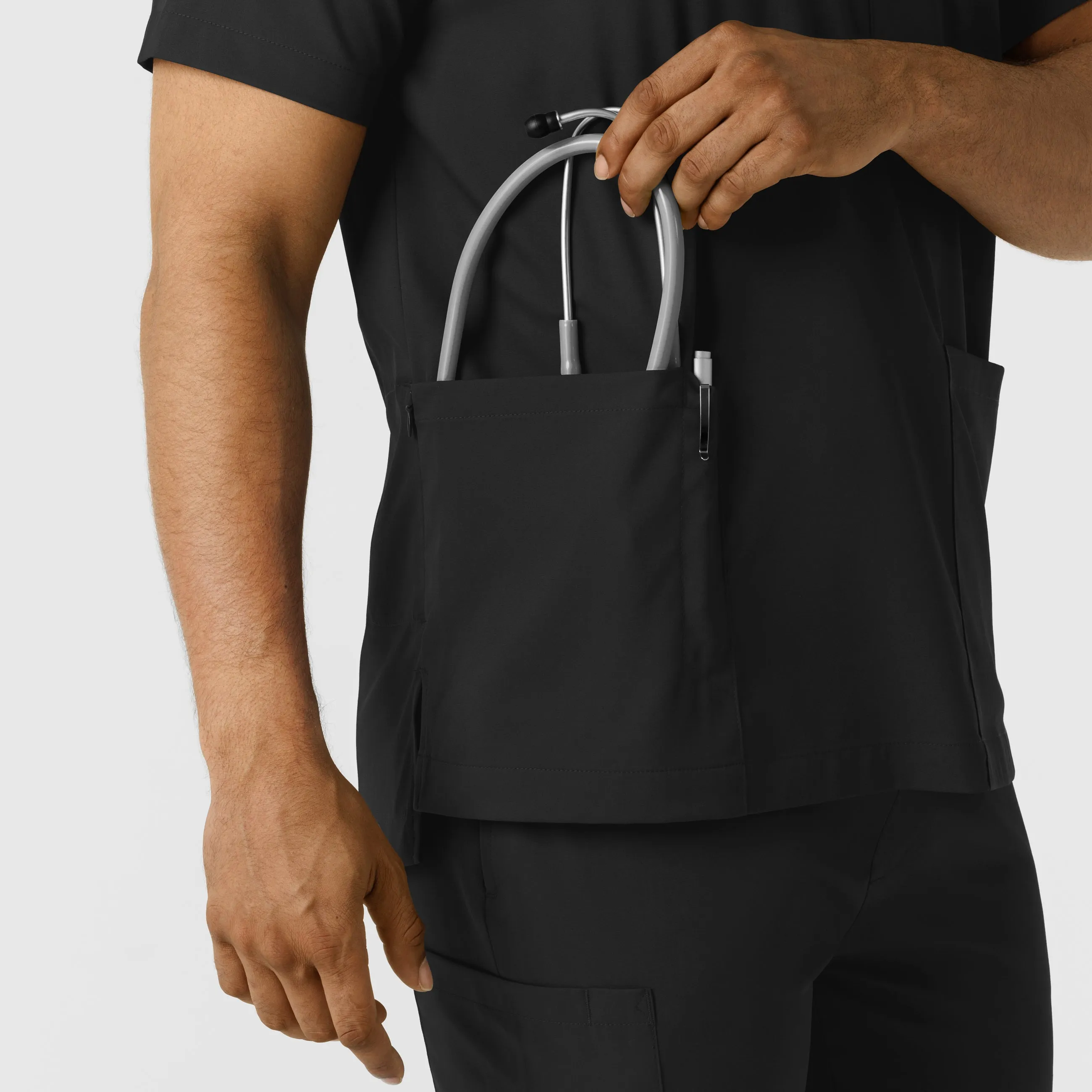 Boundless Men's Multi Pocket V-Neck Scrub Top - Black