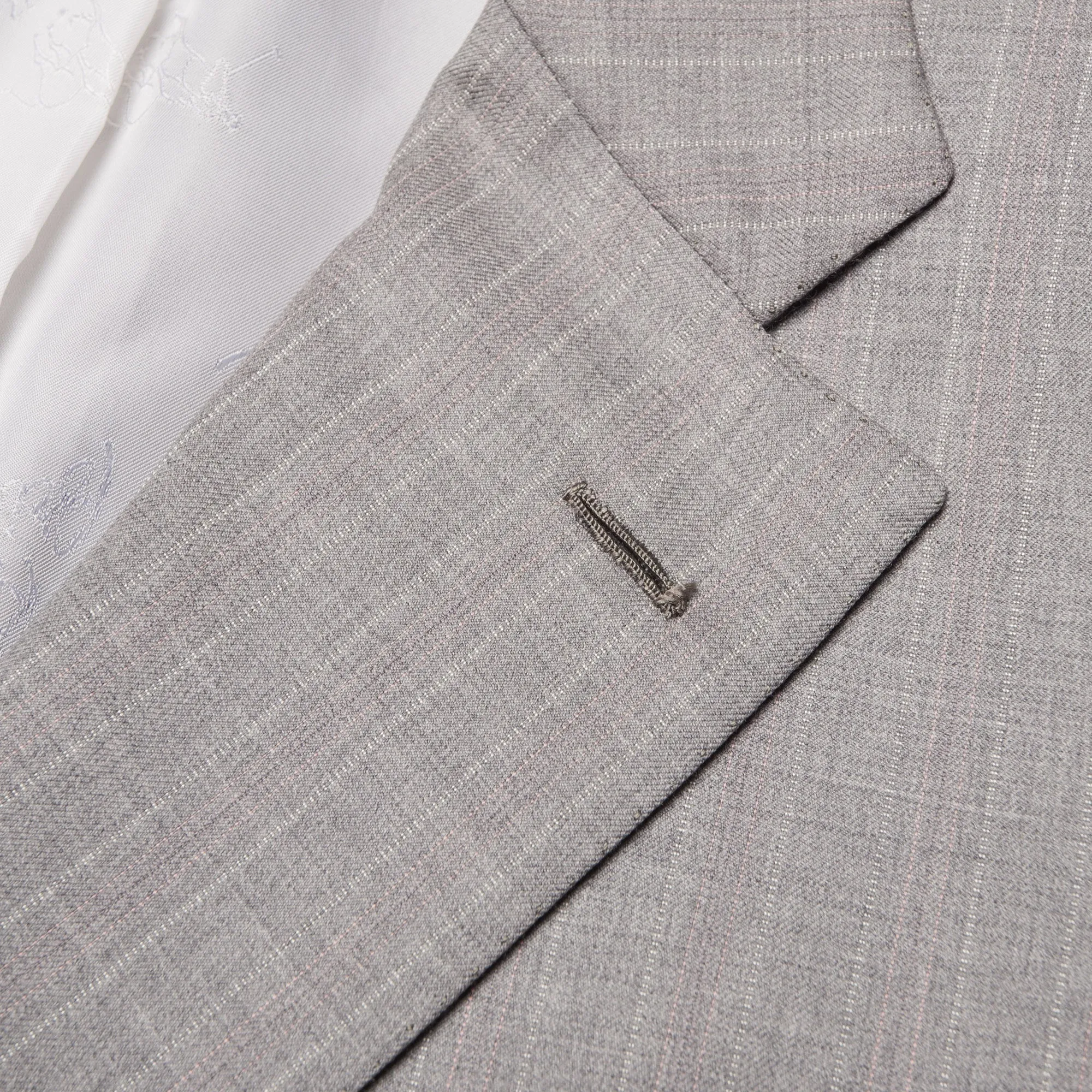 BRIONI "CHIGI" Handmade Gray Striped Wool Suit EU 52 NEW US 42