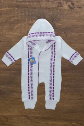 C1246 TRICO WHITE WITH PURPLE WOOL SUIT/ROMPER