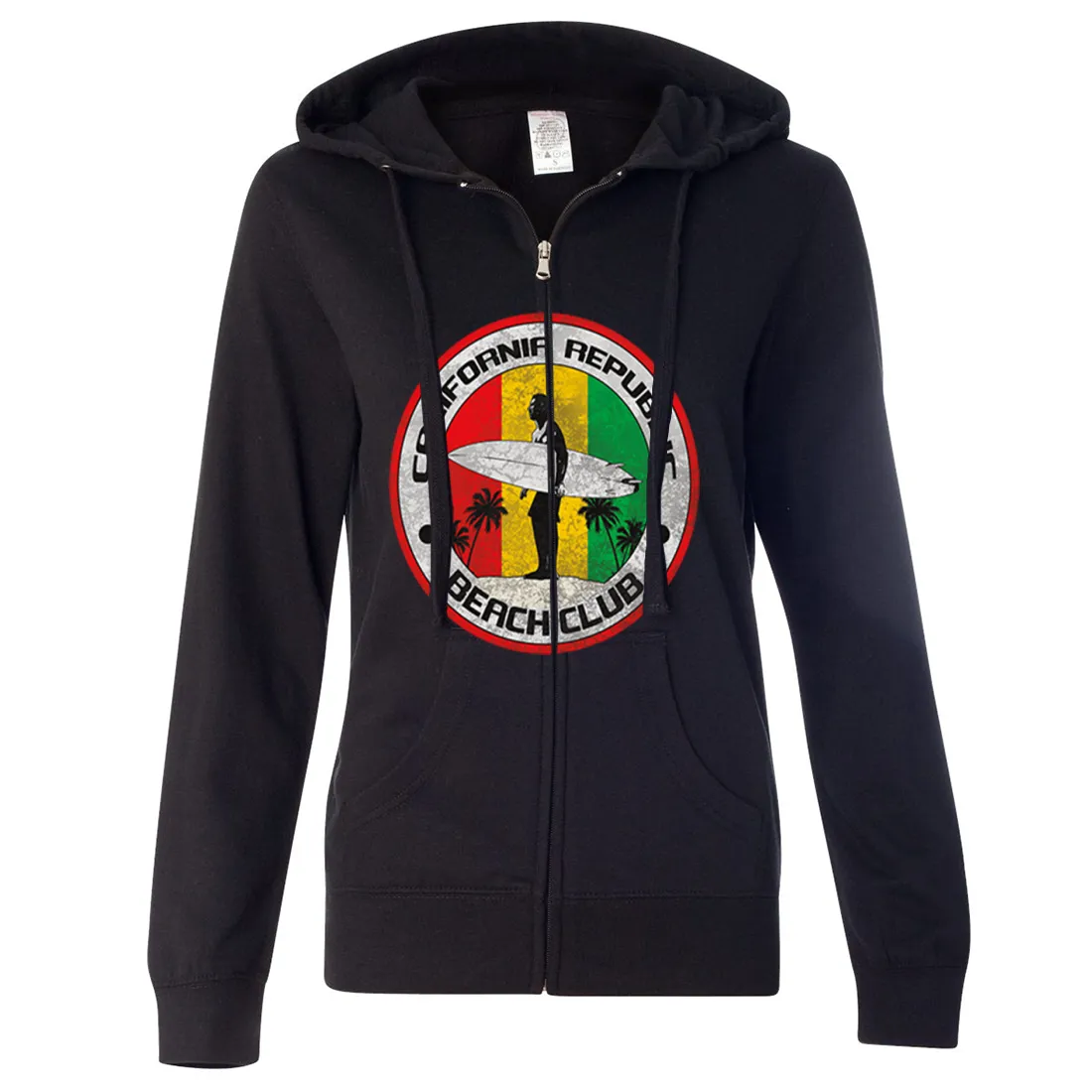 California Republic Beach Club Ladies Lightweight Fitted Zip-Up Hoodie