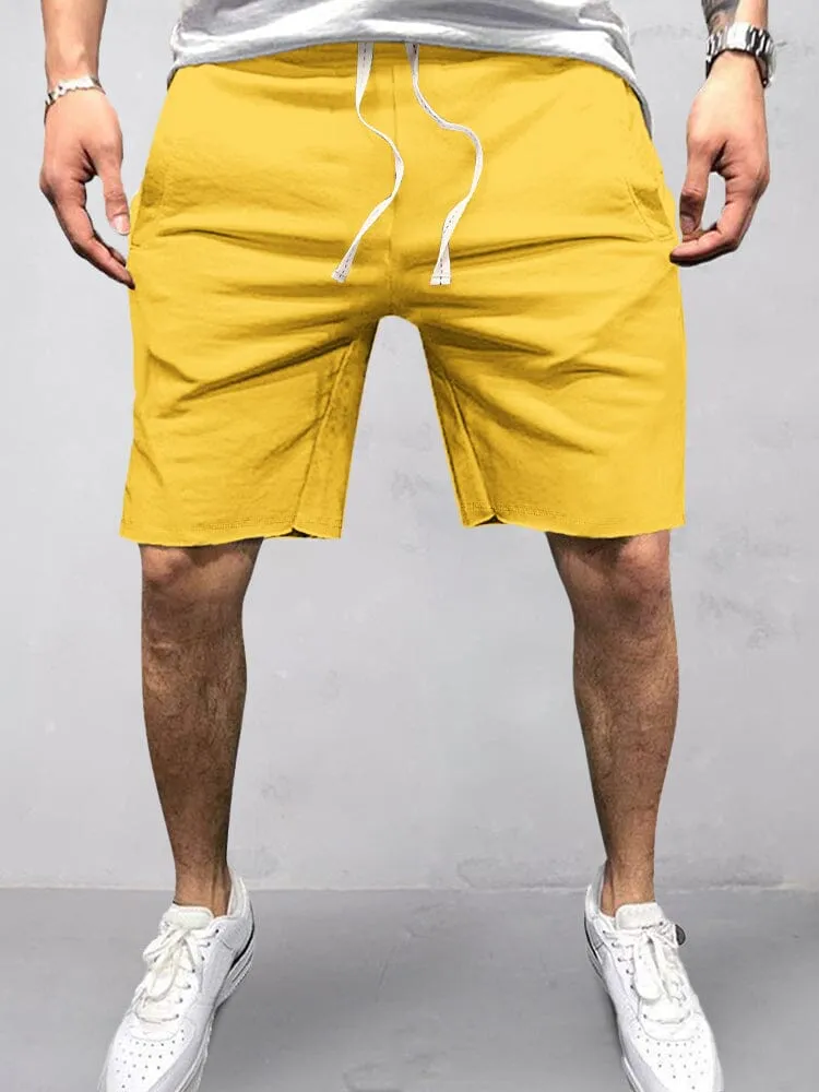 Casual Cotton Elastic Waist Shorts