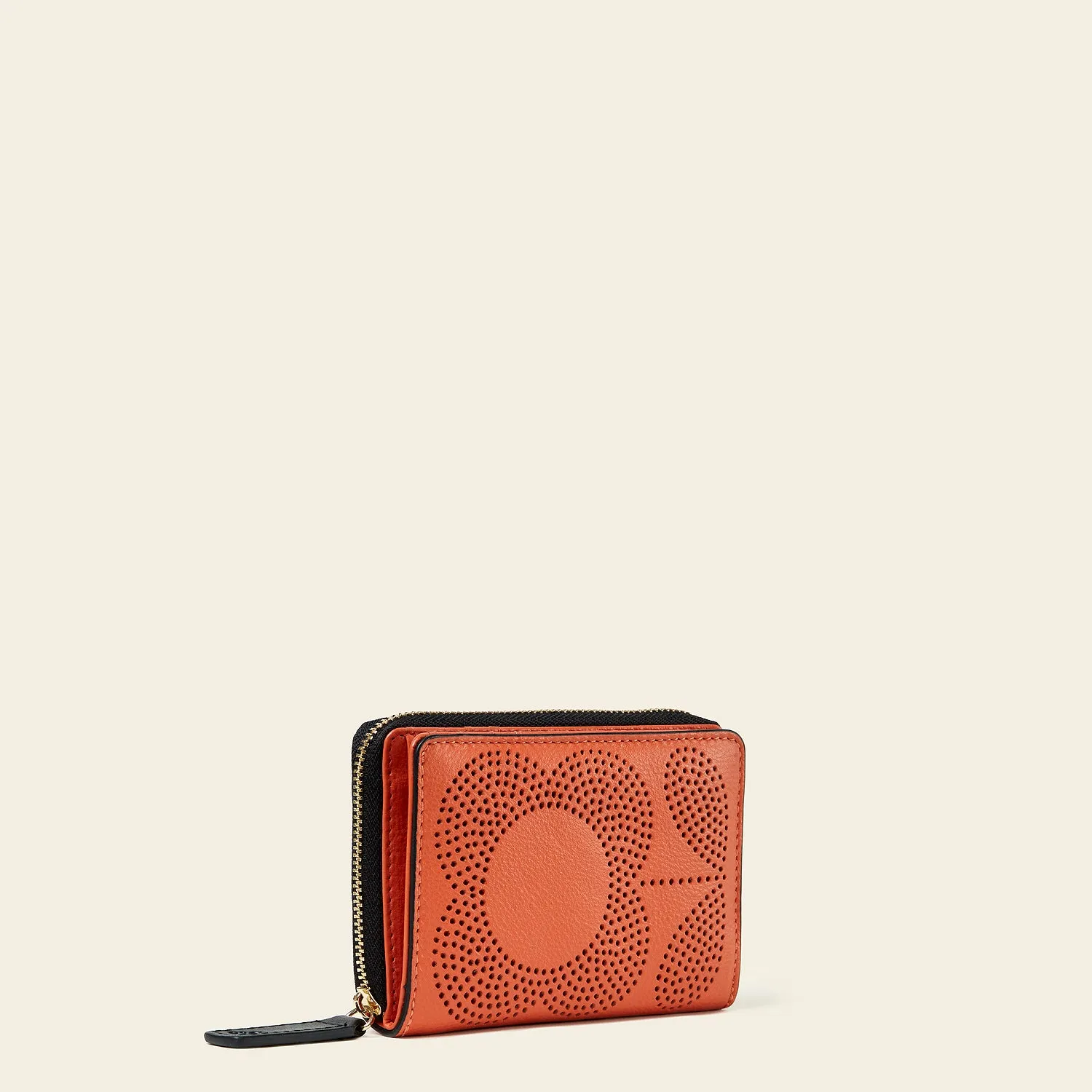 Celia Wallet - Punched Tall Flower Orange