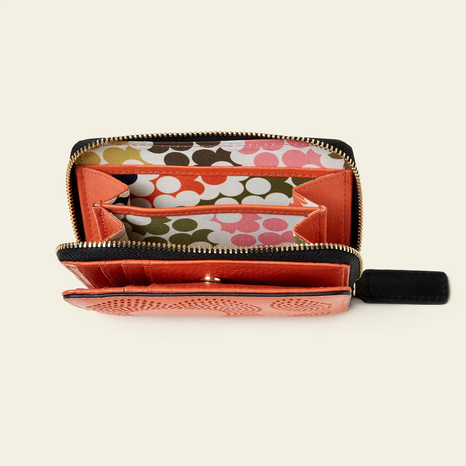 Celia Wallet - Punched Tall Flower Orange