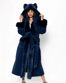 Classic Women's Luxury Blue Robe | Indigo Wolf