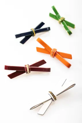 Color Block Bow Clip Pair