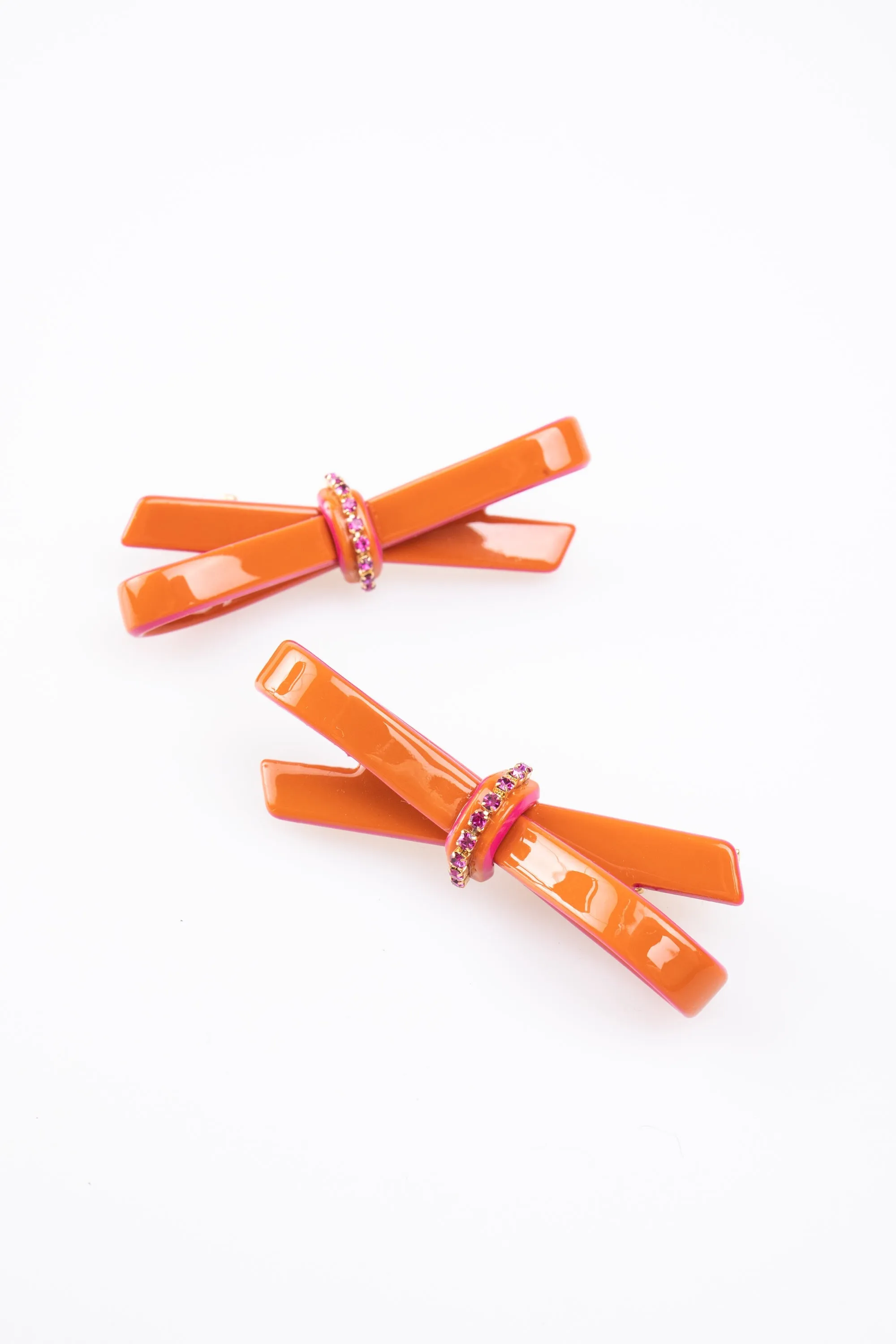 Color Block Bow Clip Pair