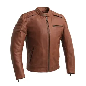 Crusader Men's Motorcycle Leather Jacket - Whiskey