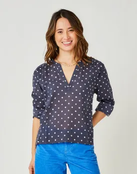 Davis Top: Navy Polka Dot - FINAL SALE