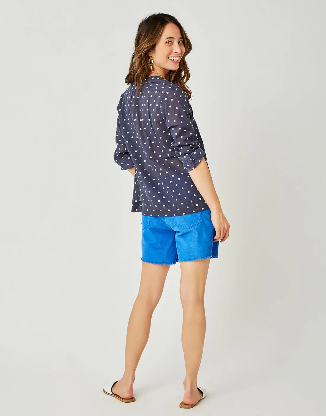 Davis Top: Navy Polka Dot - FINAL SALE