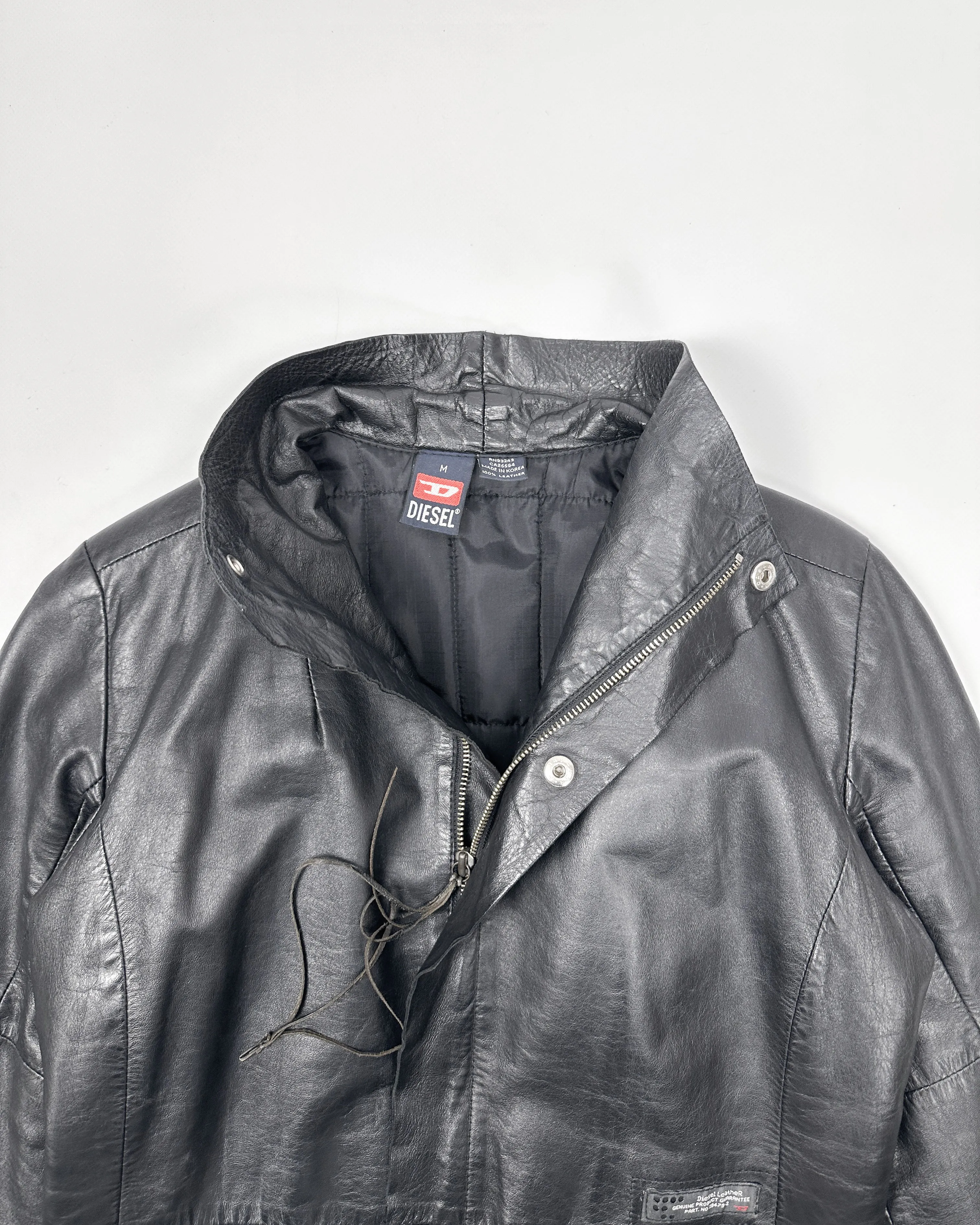 Diesel Long Leather Jacket Made in Korea 1990's