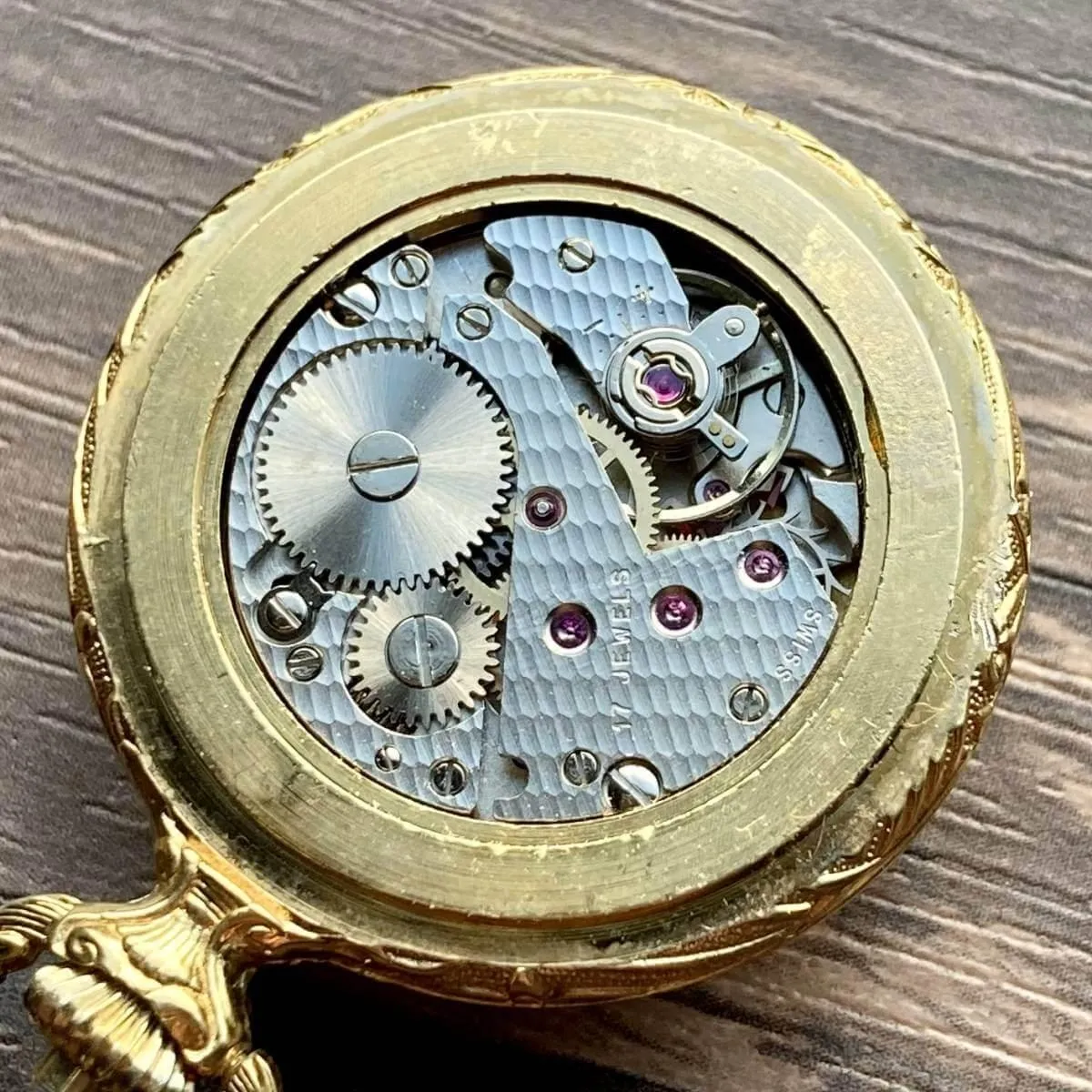 Edox Pocket Watch Antique Modified Gold Case 28mm Vintage