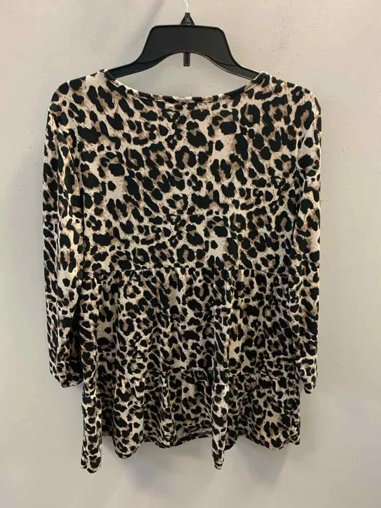 EMERY ROSE Tops Size XL BRN/BLK LEOPARD TOP