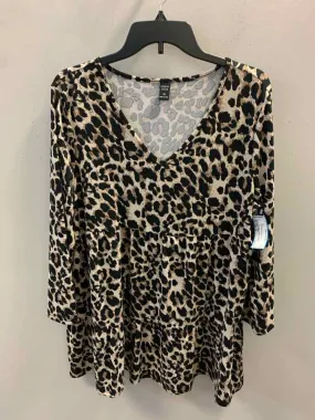 EMERY ROSE Tops Size XL BRN/BLK LEOPARD TOP