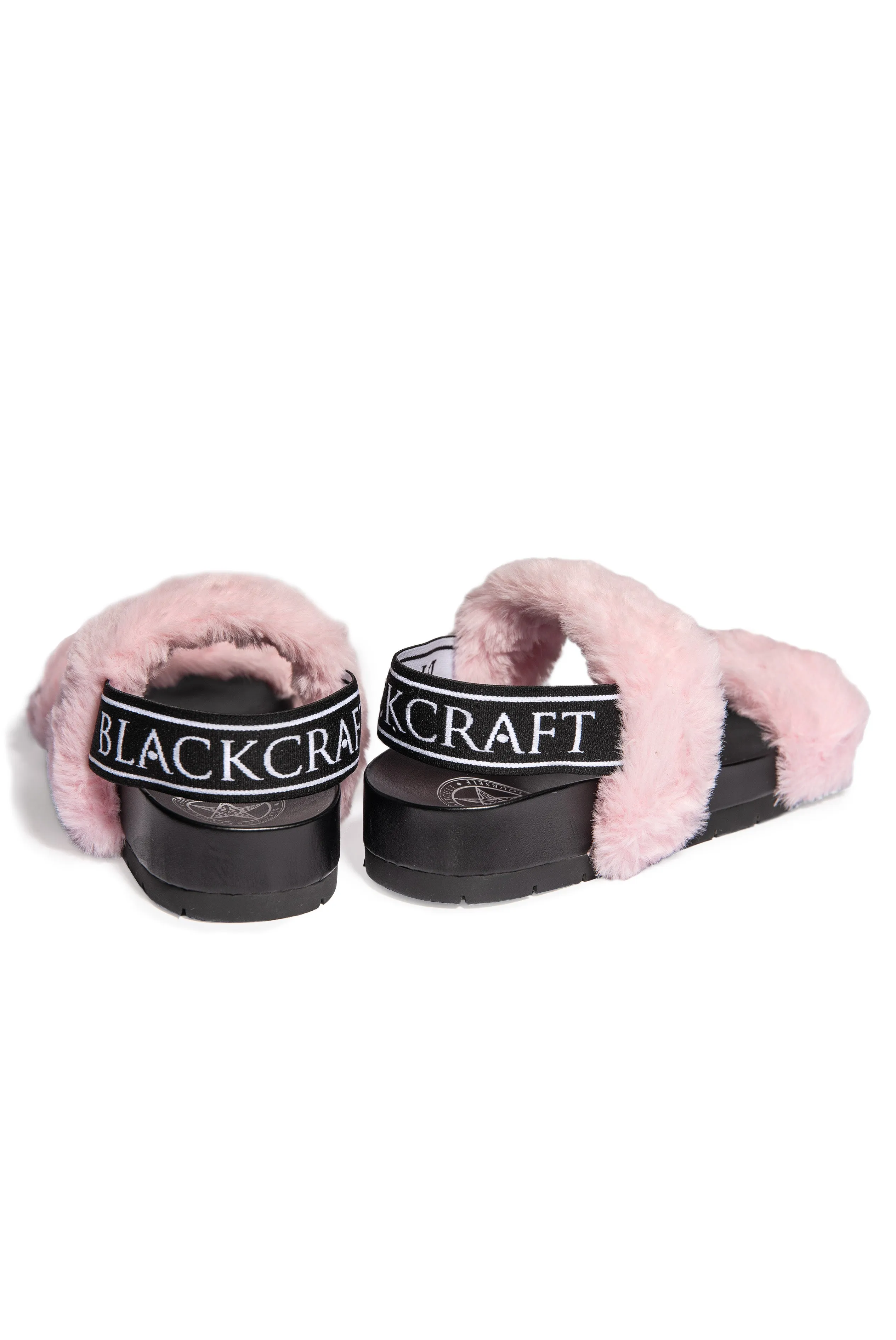 Esme - Pink Staple Faux Fur Slides