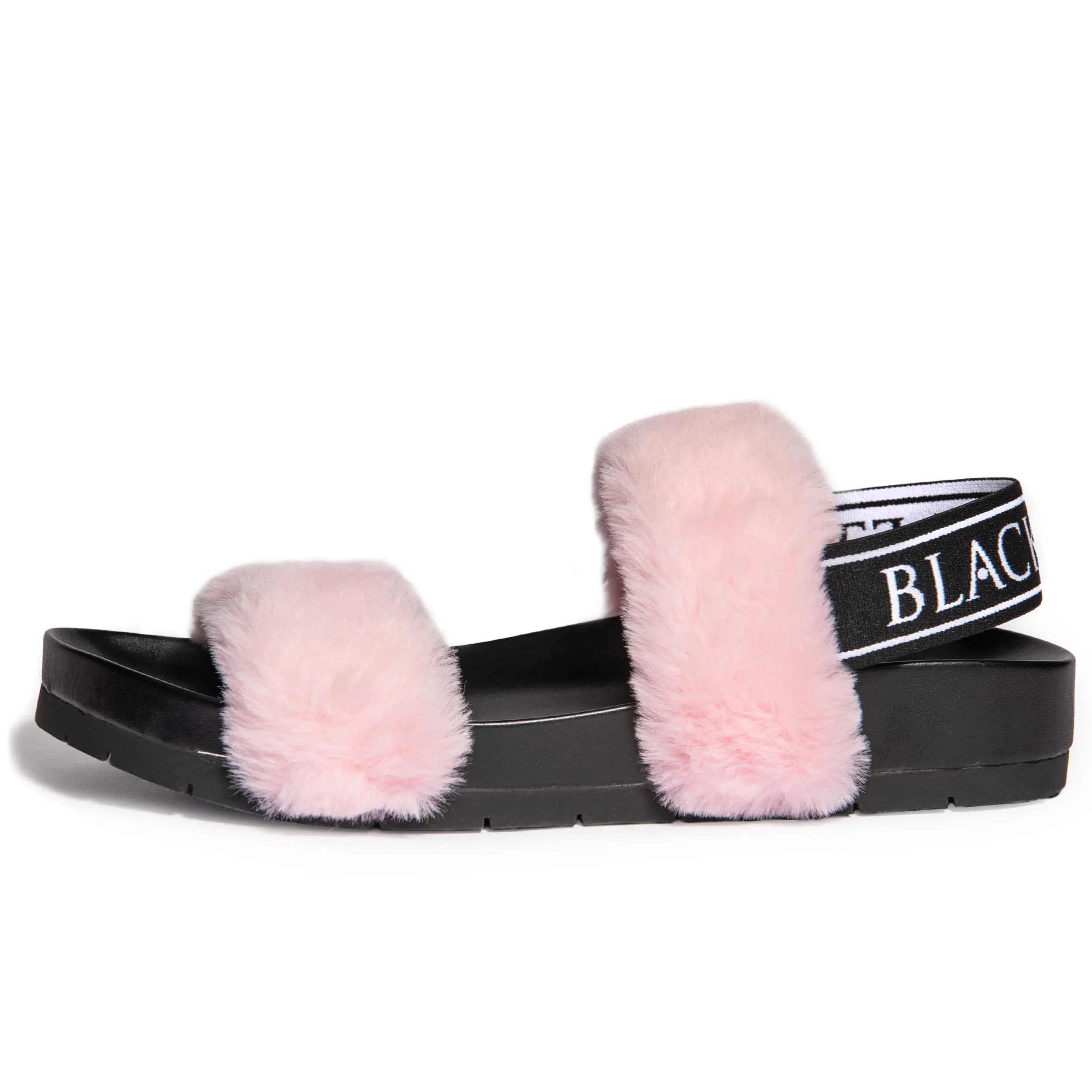 Esme - Pink Staple Faux Fur Slides