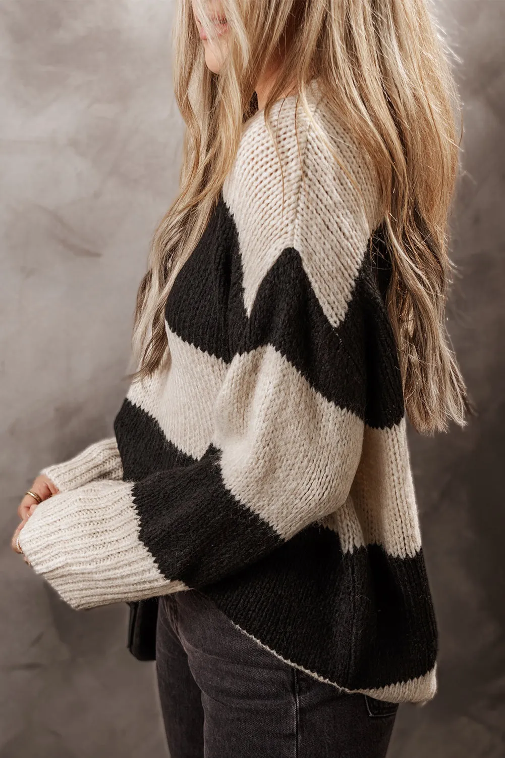 Explore More Collection - Color Block Round Neck Sweater