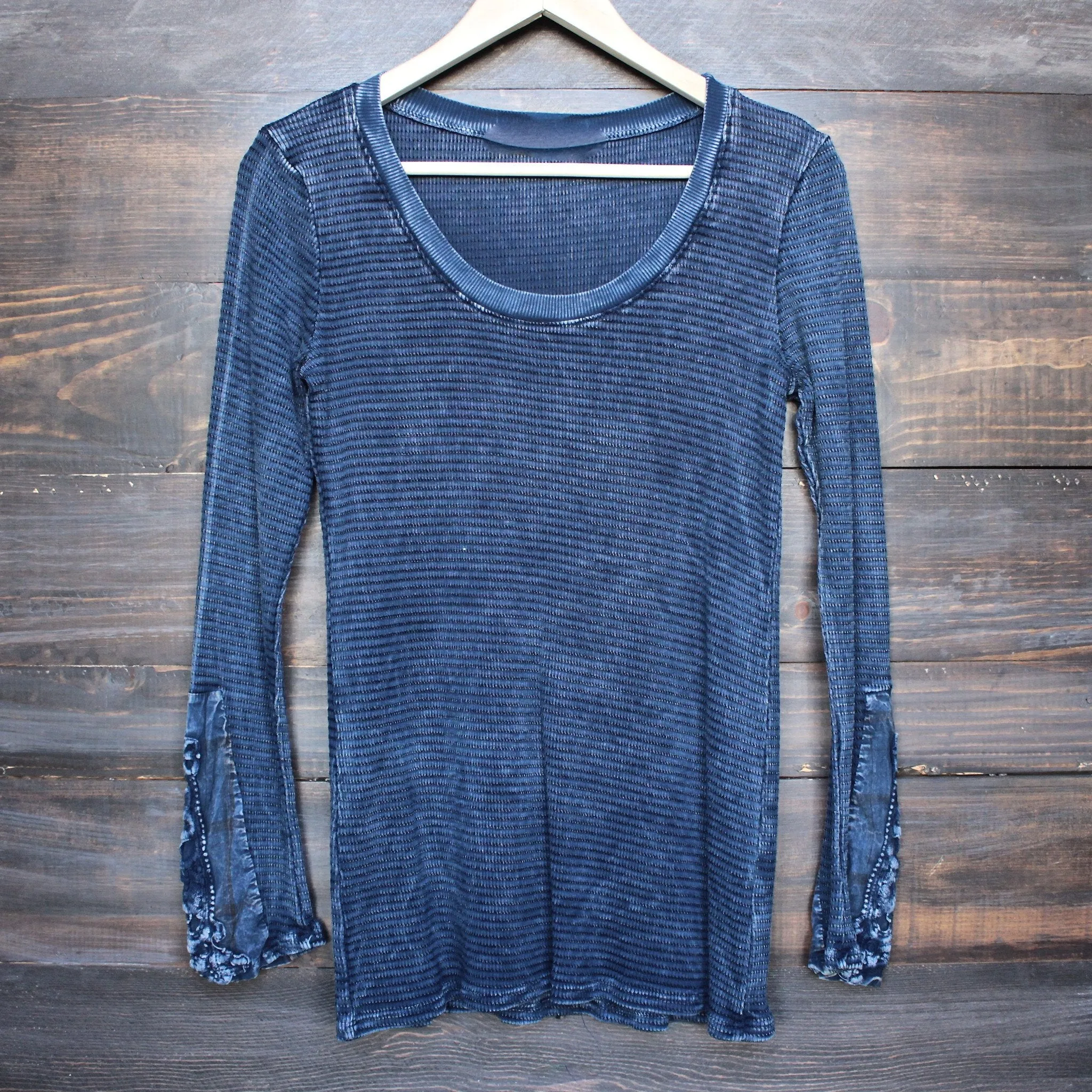 Final Sale - Acid Wash Ski Lodge Cuff Thermal Top in More Colors