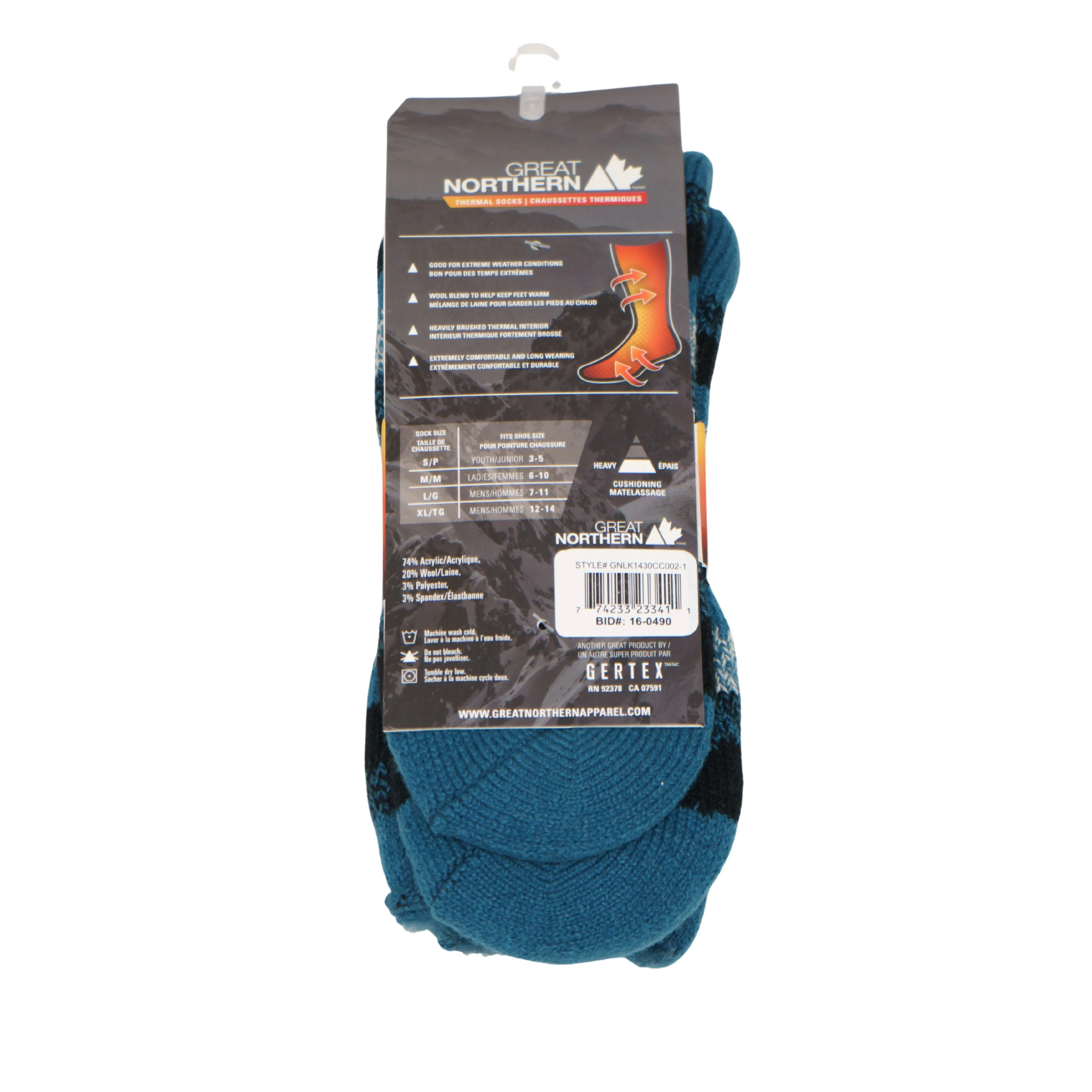 GN Brushed Thermal Acrylic Wool Blend Performance Crew Socks