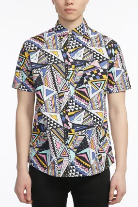 Guys Poplin Geometry Button Up Shirt