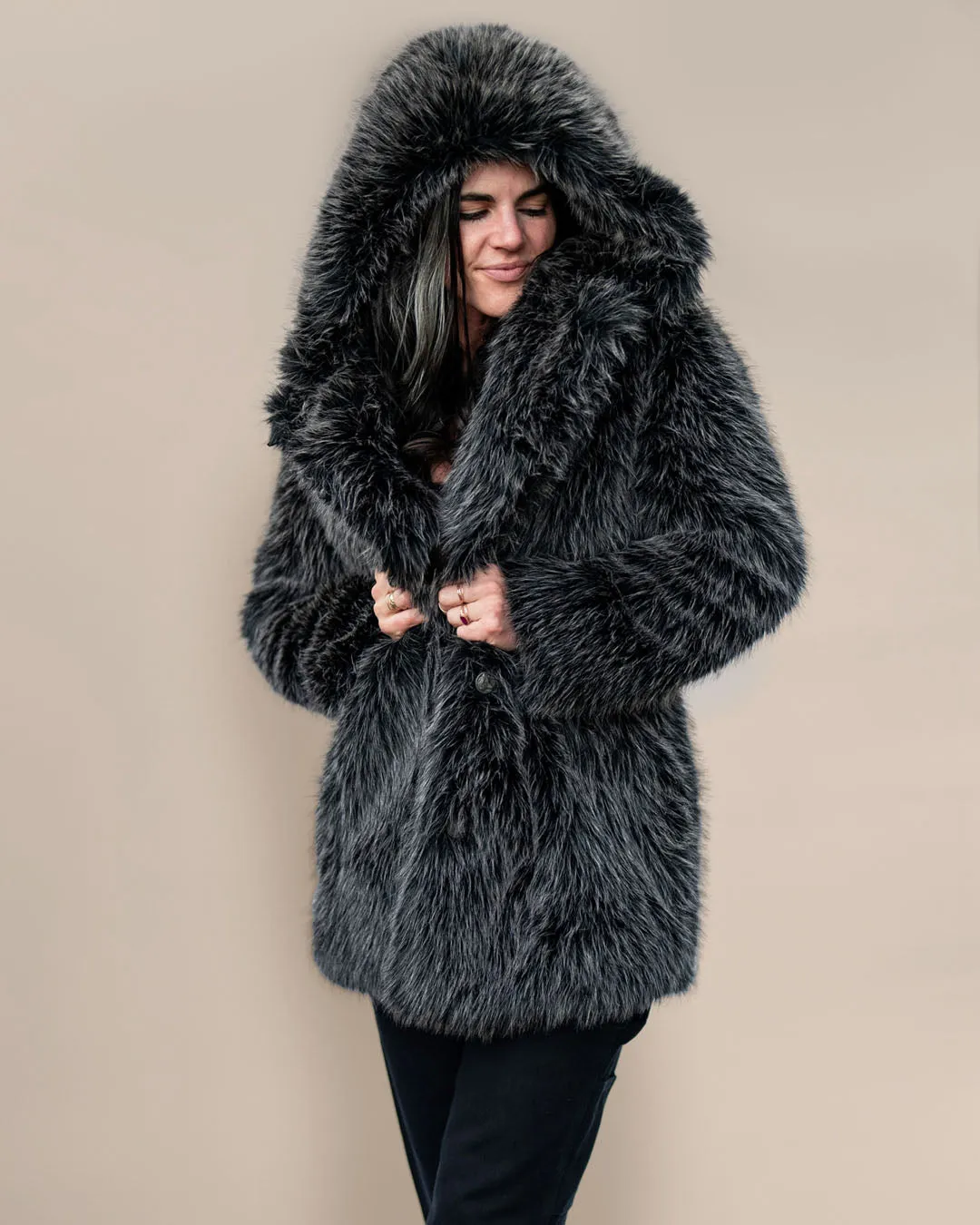 Hooded Women's Faux Fur Coat | Mackenzie River Wolf