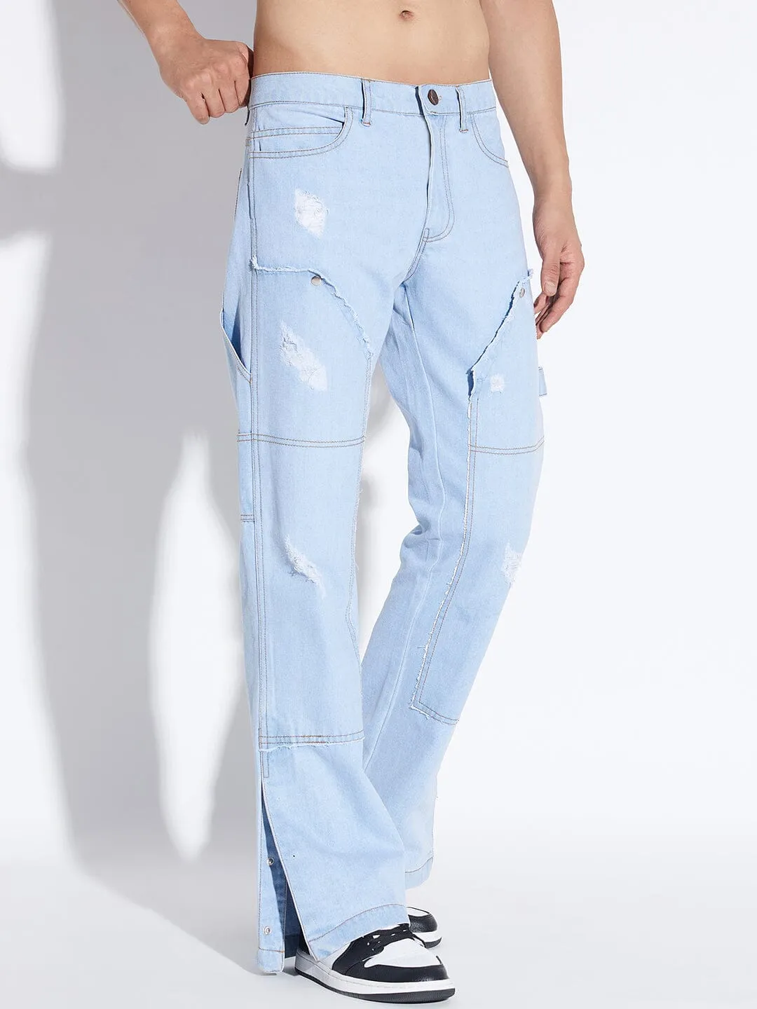 Ice Carpenter Patched Flared Denim