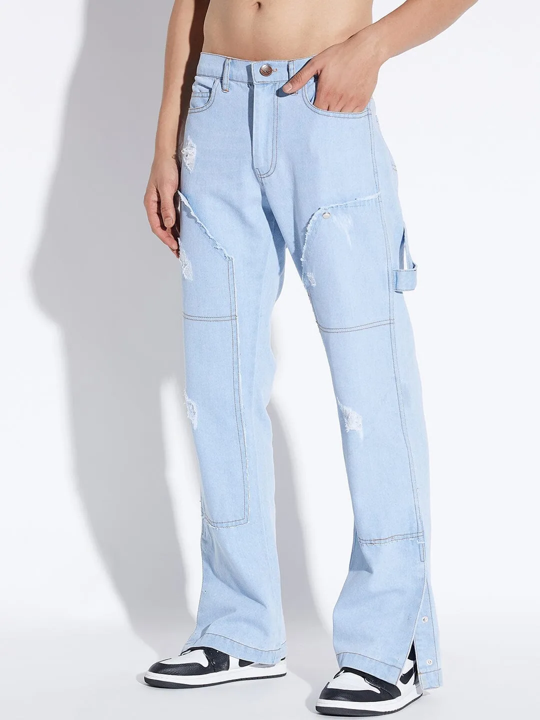 Ice Carpenter Patched Flared Denim