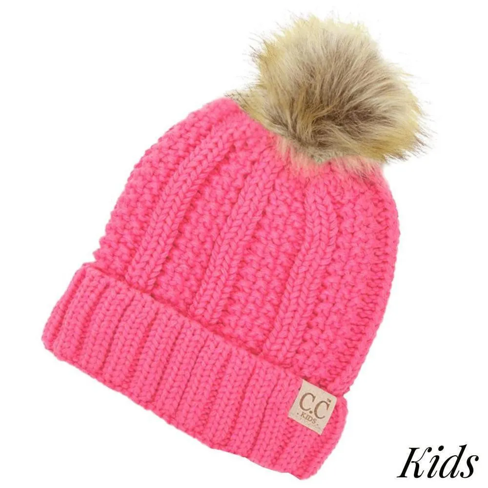 Kids Faux Fur Beanie