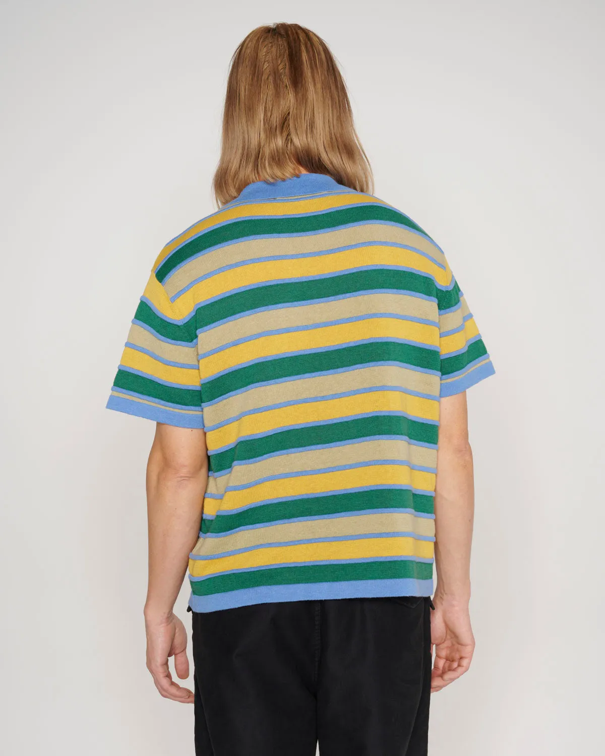 Lifted Stripe Half Zip Shirt - Yellow Multi