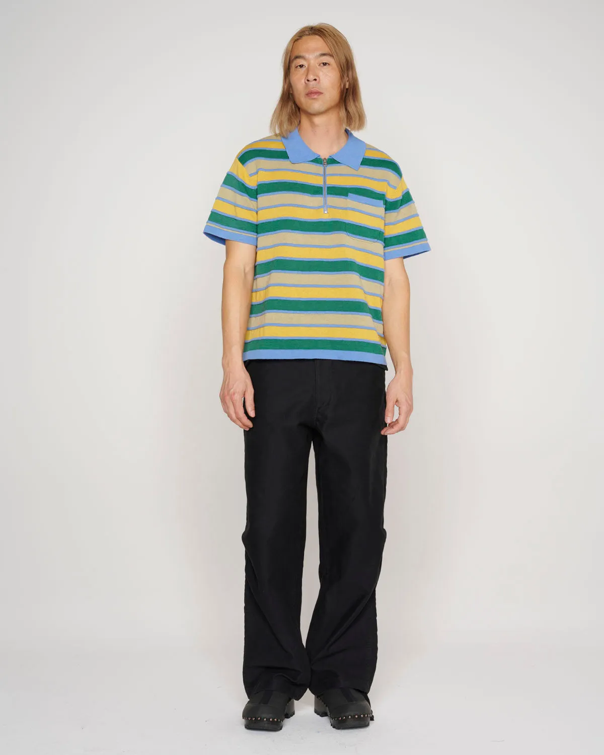 Lifted Stripe Half Zip Shirt - Yellow Multi