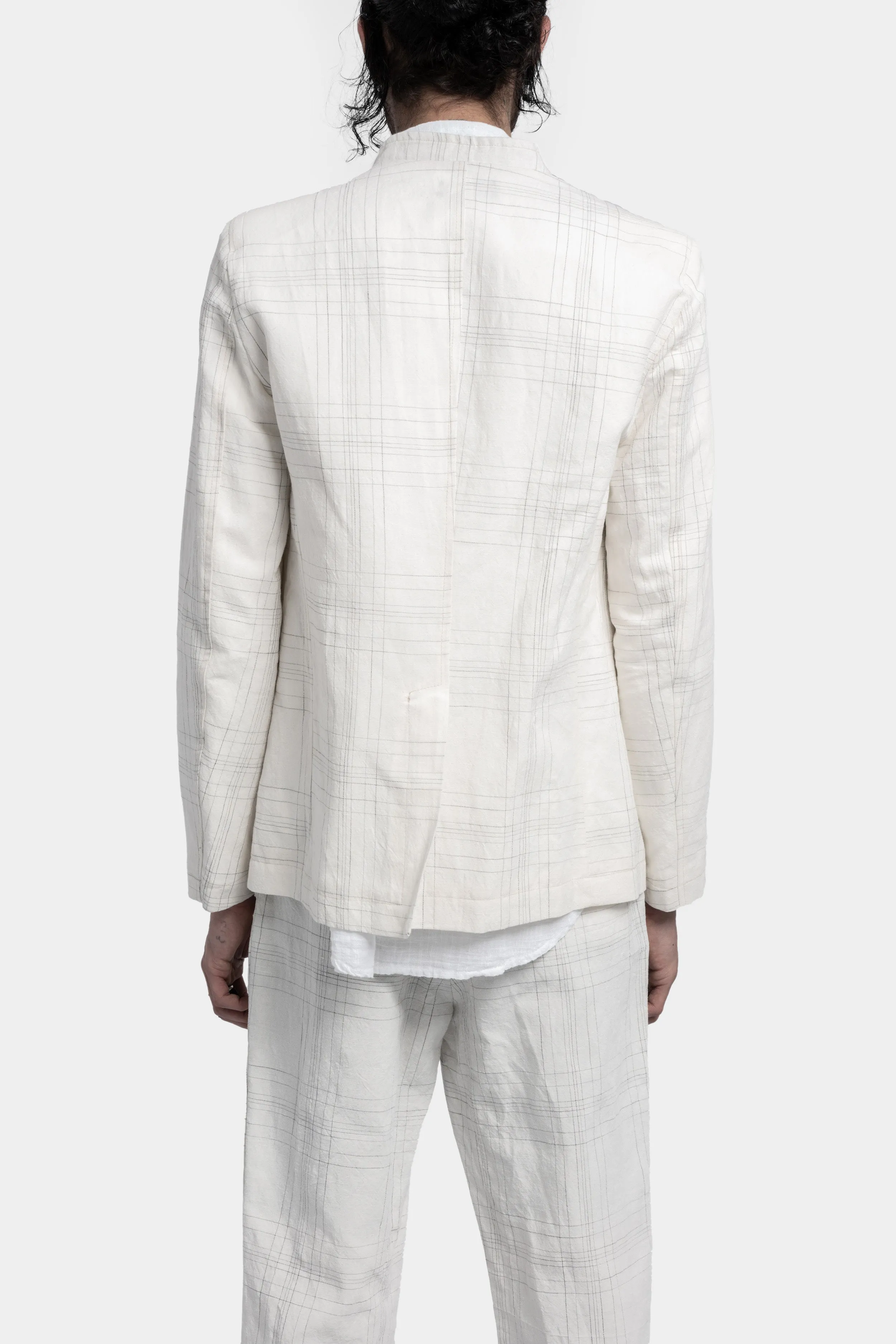 Linen blend blazer, White