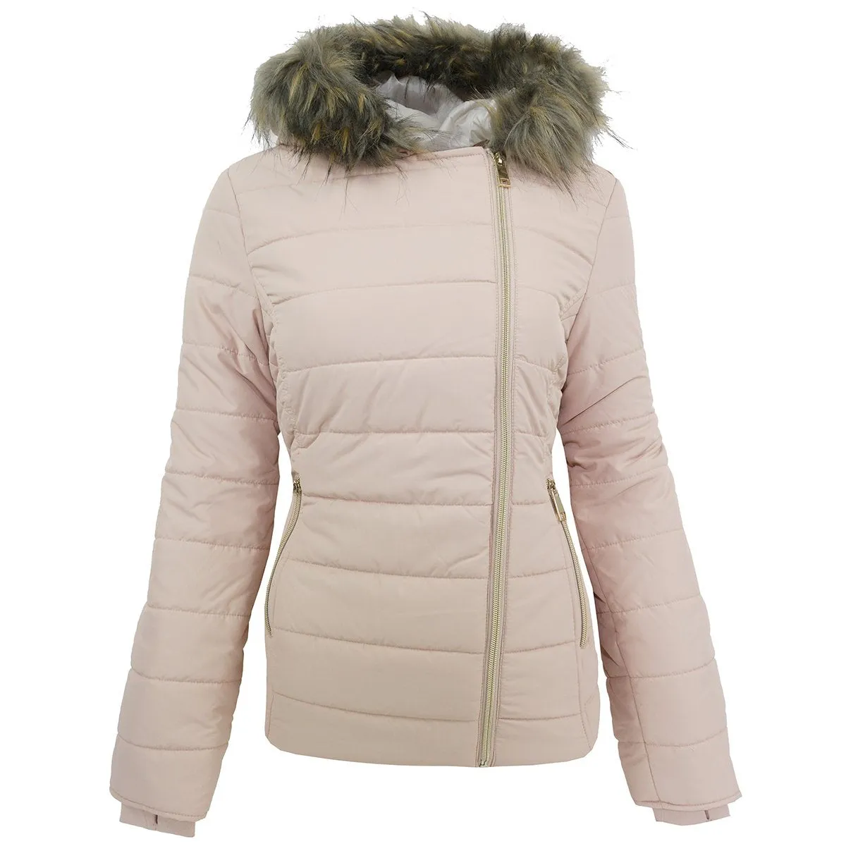 Maralyn & Me Juniors' Asymmetrical Zip Puffer Jacket