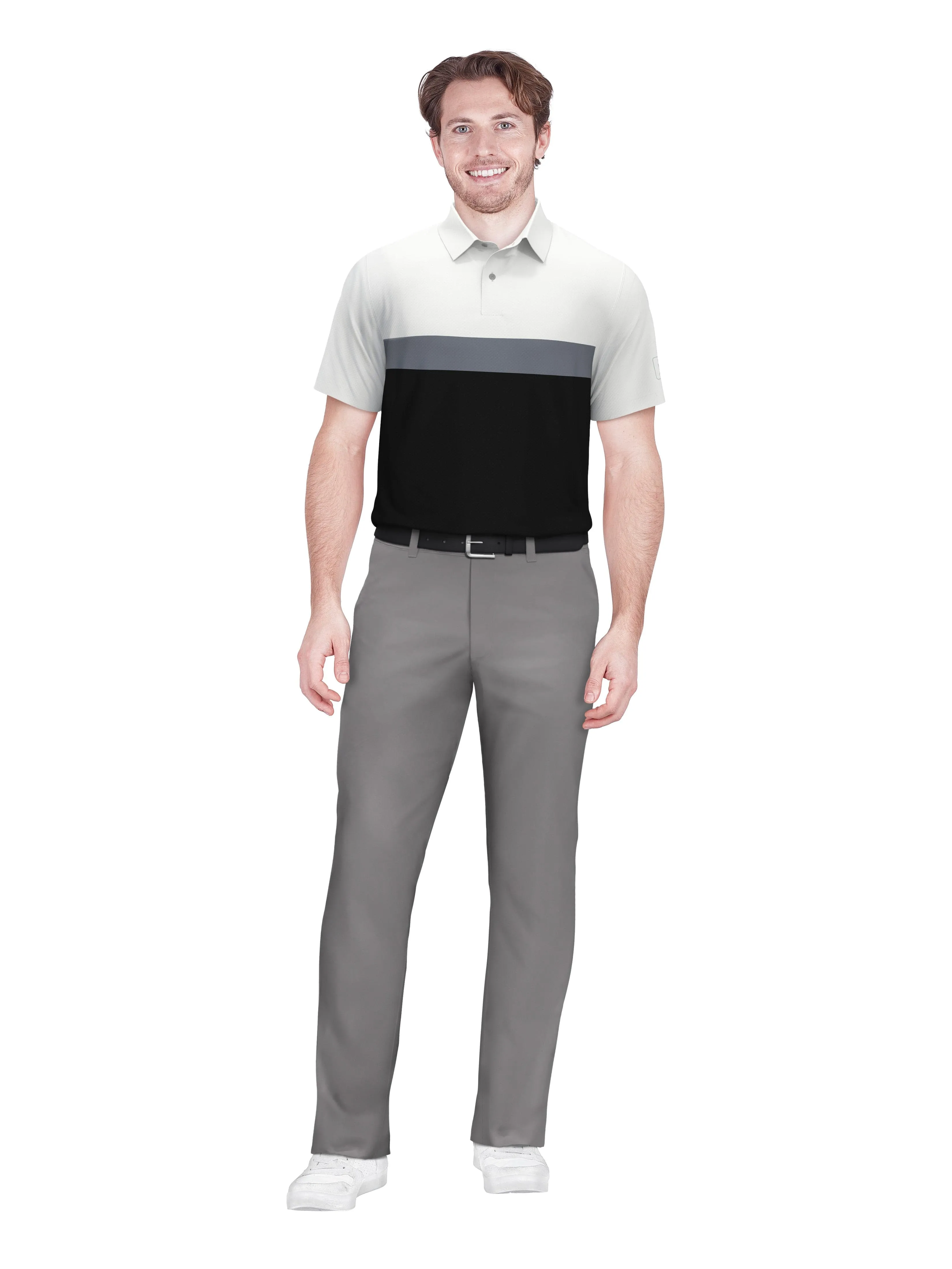 Men's Textured Color Block Golf Polo