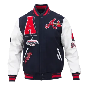 MLB ATLANTA BRAVES MASHUP MEN'S RIB WOOL VARSITY JACKET (MIDNIGHT NAVY/RED/MIDNIGHT NAVY)