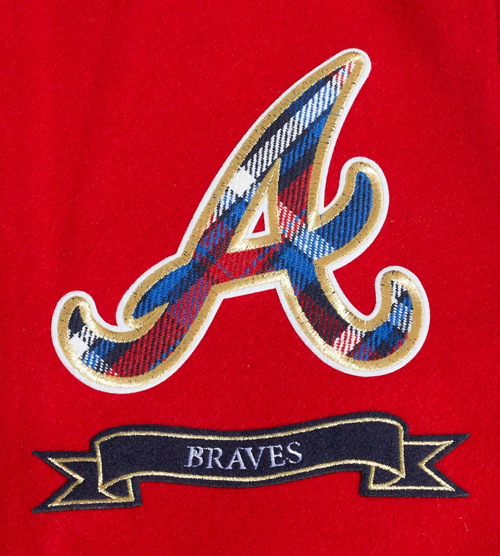 MLB ATLANTA BRAVES PRO PREP MEN'S WOOL VARSITY JACKET (RED/WHITE/MIDNIGHT NAVY)