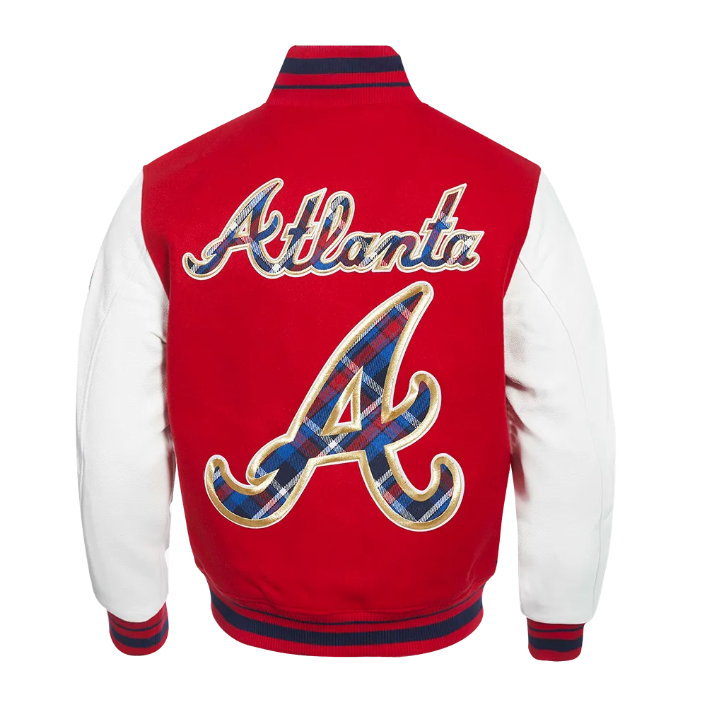 MLB ATLANTA BRAVES PRO PREP MEN'S WOOL VARSITY JACKET (RED/WHITE/MIDNIGHT NAVY)