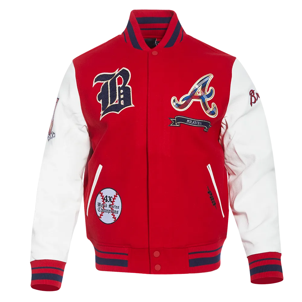 MLB ATLANTA BRAVES PRO PREP MEN'S WOOL VARSITY JACKET (RED/WHITE/MIDNIGHT NAVY)