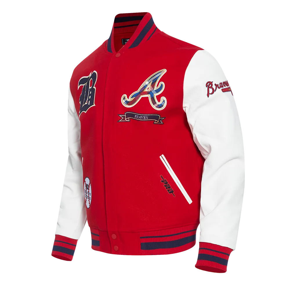 MLB ATLANTA BRAVES PRO PREP MEN'S WOOL VARSITY JACKET (RED/WHITE/MIDNIGHT NAVY)